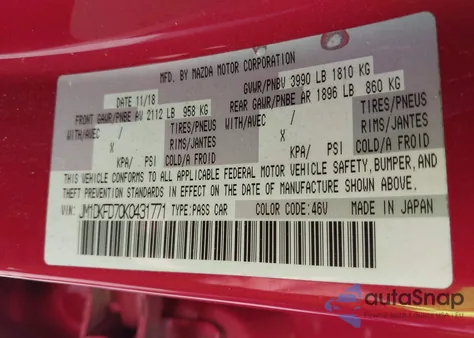 2019 Mazda Cx-3 Grand Touring из США, поврежденный, VIN JM1DKFD70K0431771